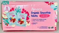 Amara Organic Smoothie Melts, Mixed Red Berries, For Kids, 20 Pouches 12/2027
