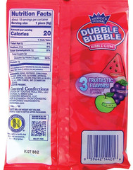3x Dubble Bubble Bubble Gum-3 Assorted Fruitastic Flavors- Individually Wrapped