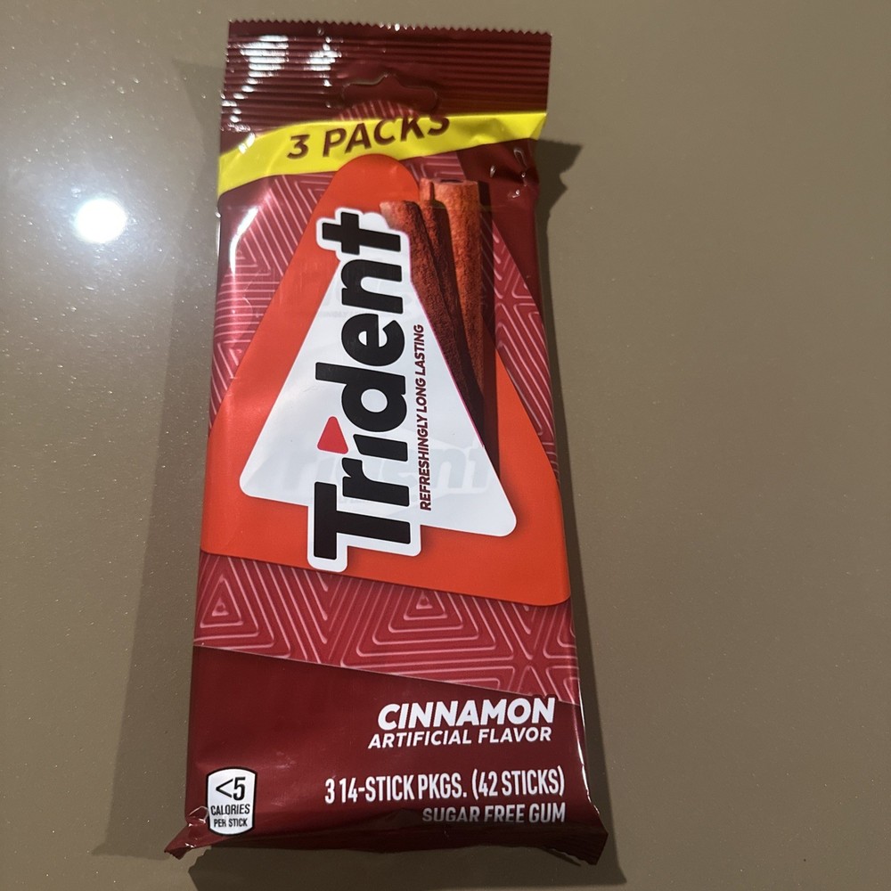 3x Packs Trident Cinnamon Flavor Sugar Free Chewing Gum | 14 Sticks Per Pack