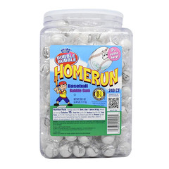 Home Run Baseball Bubble Gum Gumballs, 240-Count Jar
