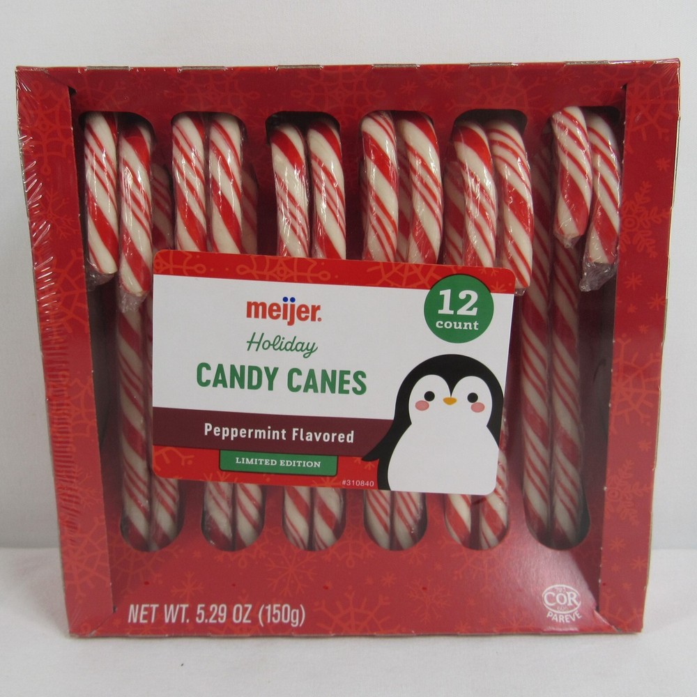 Peppermint Candy Canes Pack of 12 Red & White Meijer Holiday Christmas Sept 2026