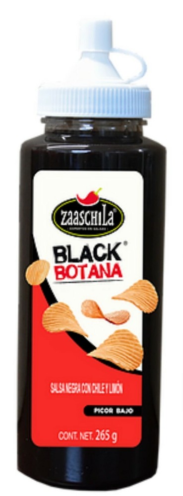 1 ZAASCHILA BLACK BOTANA SAUCE – 265g EA. SALSA NEGRA CON CHILE Y LIMÓN