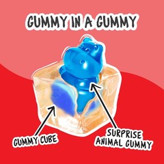 Juicy Drop Mystery Gummy Candy Cubes, Original Flavor, 5 Oz (Pack of 1), Red