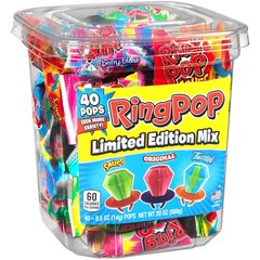 Ring Pop Hard Candy Pops, Variety Pack, 40 Count (Pack of 1), Light Purple