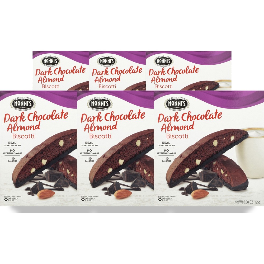 Nonni’S Biscotti Dark Chocolate Almond 8 Individually Wrapped Bars 6.88 6 Pack