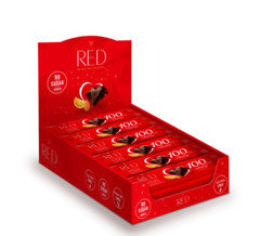 24PACK Red Chocolate Dark Chocolate With Orange and Almond Bar 26g Gluten Free