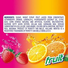 Mentos Chewy Mint Candy Roll, Fruit 14 Count (Pack of 15), Multicolor