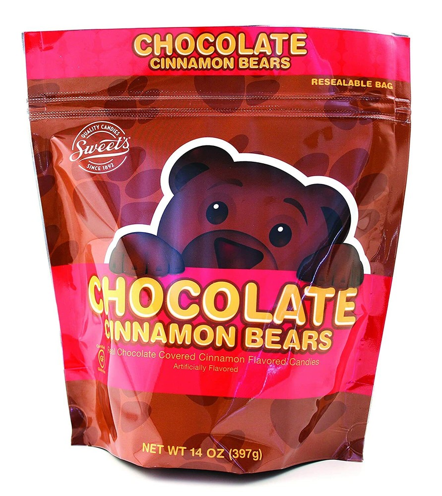 Sweet’s 14 oz CHOCOLATE Covered CINNAMON BEARS Gummi Gummy Candies * BB 6/2025 *