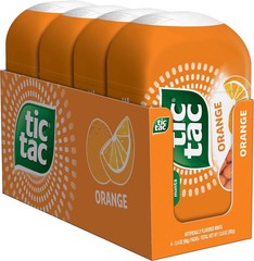 Tic Tac Orange Flavored Mints 4 Bottle Packs On-The-Go Refreshment 3.4 Oz Each