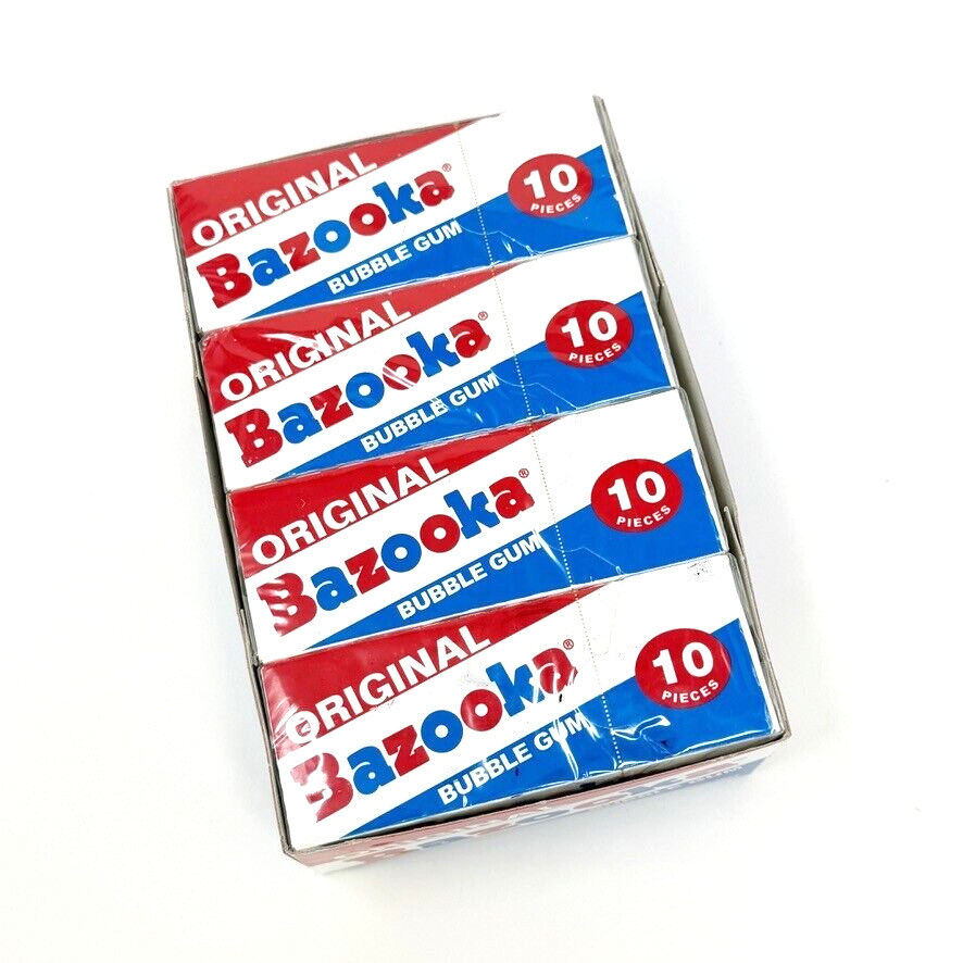 Lot 12 pkgs Bazooka Original Bubble Gum Throwback packaging 10 pc each NEW