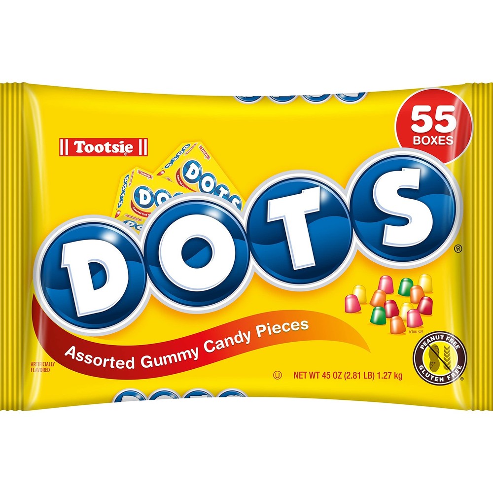 DOTS Individually Wrapped Candy – Original Gummy 55 Count, Lime,Orange