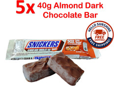 5x Snickers Almond Dark Chocolate Bar 40g | 50% Less Sugar | Healthy Snack Treat