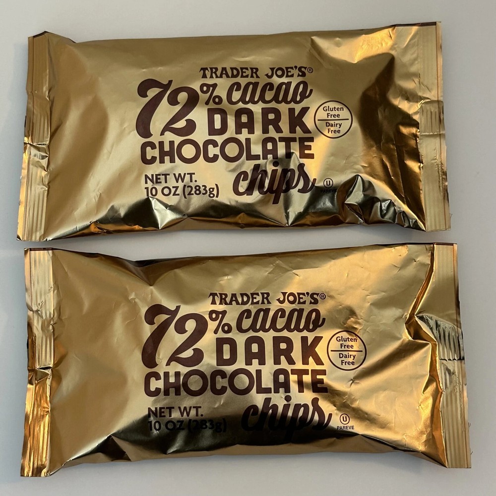 2X Pack Trader Joe’s 72% Cacao Dark Chocolate Baking Chips 10 oz Each