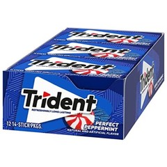 Trident Perfect Peppermint Sugar Free Gum 12 Packs 168 Pieces Bulk Chewing Gum
