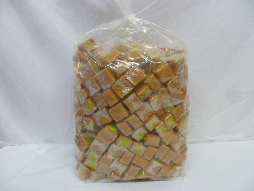 Milk Caramels Green Apple Flavor Cubes- 5lb Bag-Individually Wrapped