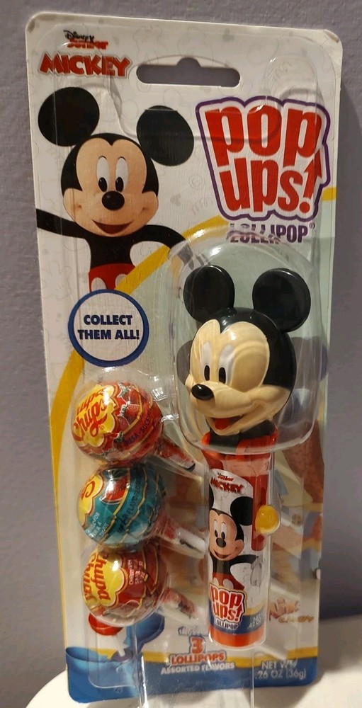 Mickey Mouse Disney Pop Ups Lollipop – 3 Lollipops with Holder – Exp 2027 – New