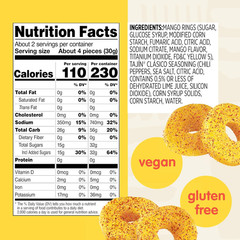 Tajin Mango Rings Gummy Candy, Fruit Candy Gummies with Chili and Lime Seasoning