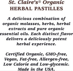 St. Claire’s Organic Herbal Pastilles Ginger, 1.5 oz Tin, Pack of 3