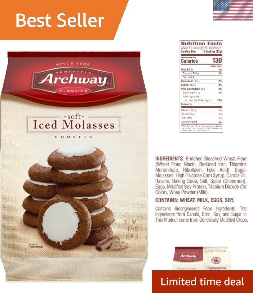 Creamy Iced Molasses Cookies – Kosher & Vegetarian, Perfect for Snacking – 12 Oz
