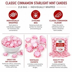 Cinnamon Starlight Mints Bulk Wrapped Candy 2 Lbs. Starlite Mints Menta