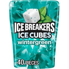 ICE BREAKERS ICE CUBES Wintergreen Sugar Free Chewing Gum 40 Pieces ( Pack of 1)