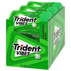 Vibes Spearmint Rush Sugar-Free Chewing Gum, 6 Bottles of 40 Pieces (240 Total P