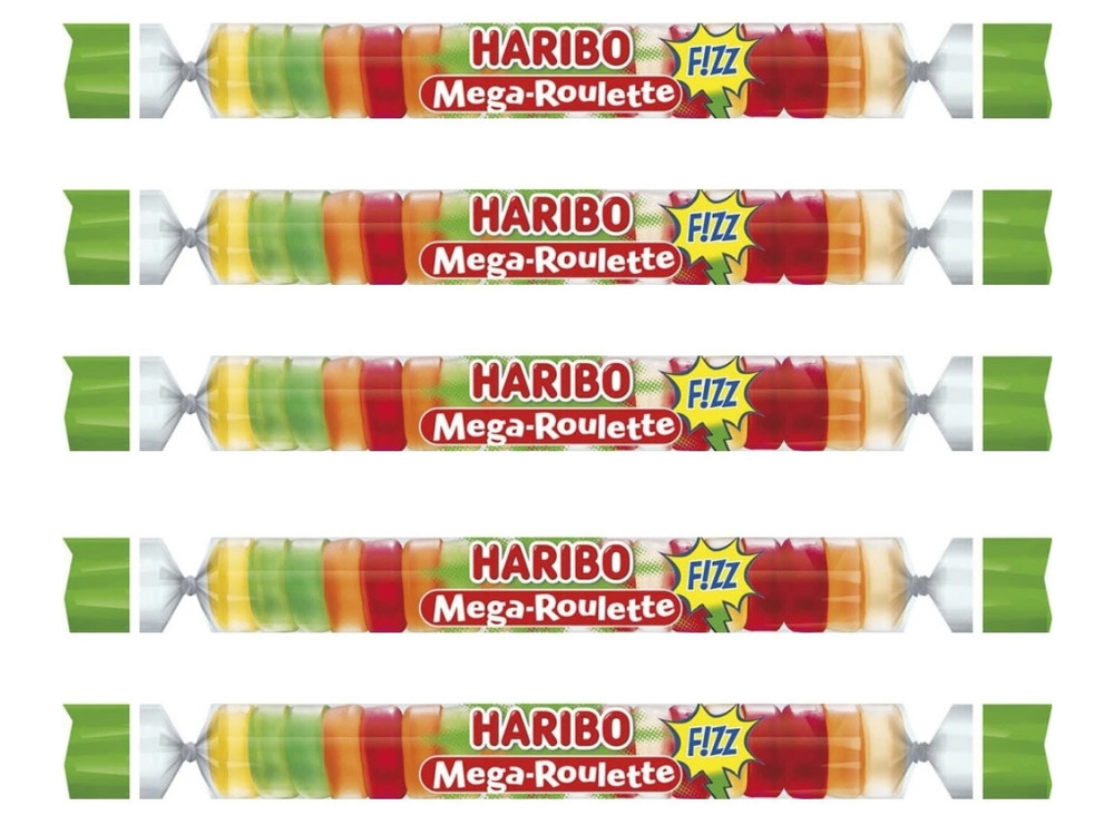 Haribo Roulette FIZZ! SOUR gummy bears rolls-5 pc. -Made in Germany FREE SHIP