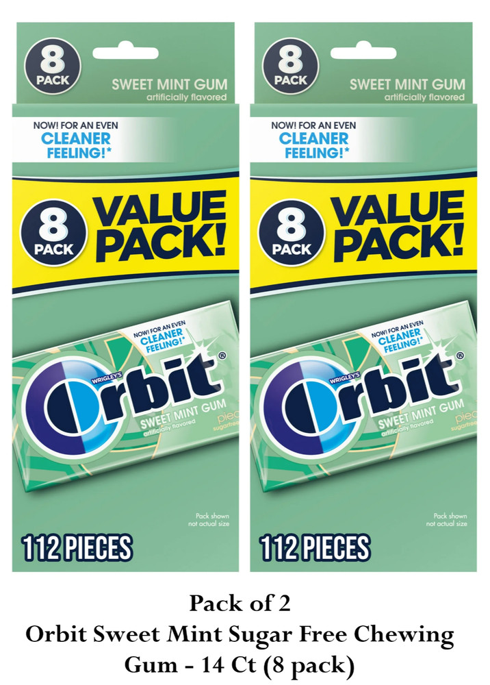 Orbit Sweet Mint Sugar Free Chewing Gum – 14 Ct, 8 pack.