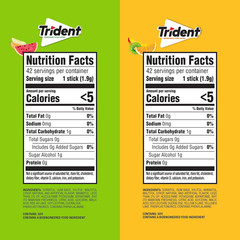 Trident Sugar-Free Chewing Gum Variety Pack Watermelon Twist & Tropical 15 Packs