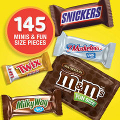 145 Pc Chocolate Candy Variety Pack Snickers Twix M&Ms Milky Way 71.8 oz Bulk