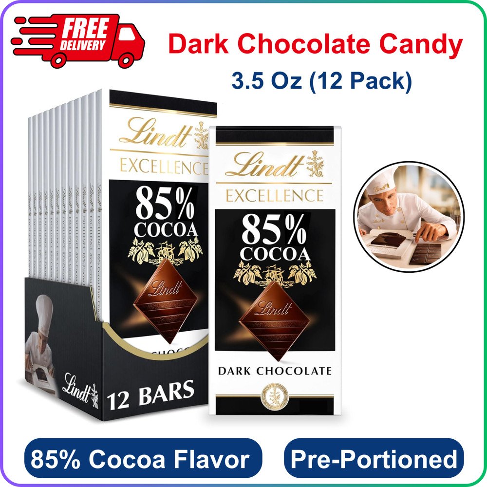 EXCELLENCE 85% Cocoa Dark Chocolate Bar, Dark Chocolate Candy, 3.5 oz. (12 Pack)