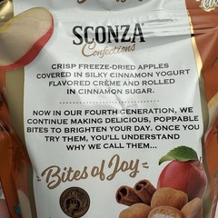 2 pk Sconza Confections Cinnamon Apple Yogurt Flavored Crème Freeze Dried 18 Oz