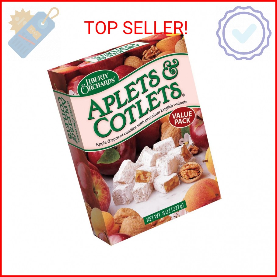 Liberty Orchards, Aplets & Cotlets Value Pack – Vegan, Fruit & Nut Chewy Candy –