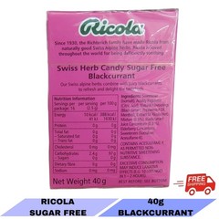 6x 40g Ricola Swiss Alpine Herb Sugar Free Blackcurrant Soothing Refreshment