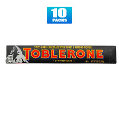 10x Packs TOBLERONE Dark Chocolate Bars with Honey and Almond Nougat – 3.52oz