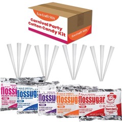Cotton Candy Kit 100CT Cones & 5 Packs 8oz Assorted Sugar – Great for Birthday
