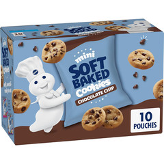 Pillsbury Mini Soft Baked Cookies, Chocolate Chip, Snack Bags, 10 Ct