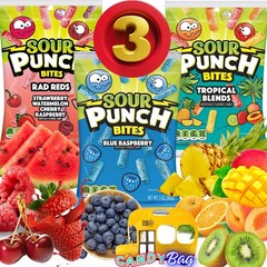(PACK OF 3) Sour Punch Bites Straws 5oz Each Bag – Unique Variety Pack Rad Reds,