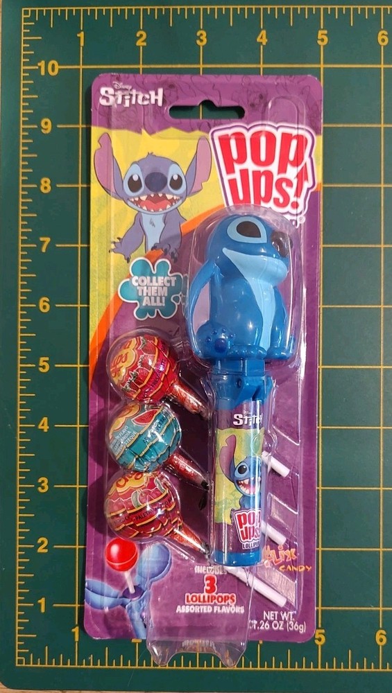 Disney Stitch Pop Ups Lollipop – 3 Lollipops with Holder – Exp 2027 – New