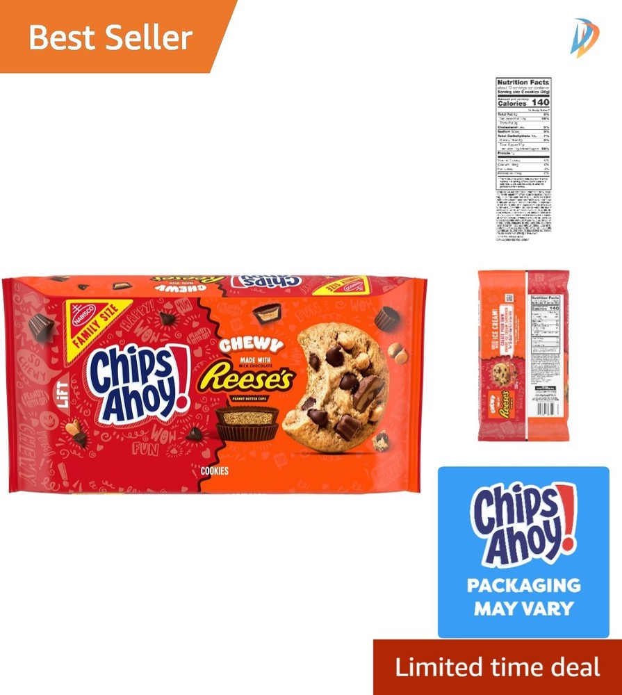Indulgent 14.25 oz Family Pack of Chewy Chocolate Chip Cookies with Reese’s Cups