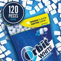 ORBIT WHITE Peppermint Gum – Sugar-Free Chewing Gum, Resealable Bag 120 Piec…