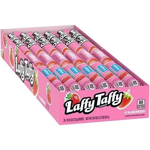 Laffy Taffy Rope – STRAWBERRY- 0.81 Ounce Ropes (Pack of 24) -4 boxes