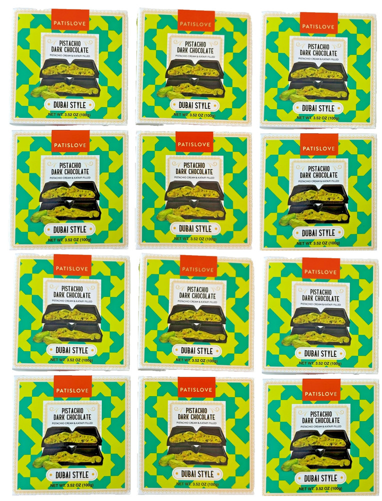12 Pack Trader Joe’s Patislove Pistachio Dark Chocolate Dubai Style 3.52 Oz Each