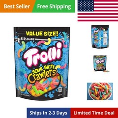 Sour Brite Crawlers Candy, Sour Gummy Worms, Resealable Bag 28.8 Ounce Pack of 6