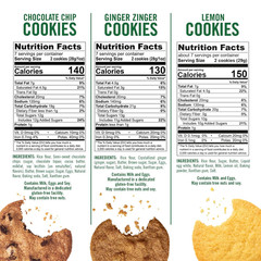Gluten Free Cookies Variety Pack, Lemon, Ginger Zinger and Chocolate Chip Cookie