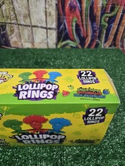 Warheads Lollipop Rings Green Apple, Watermelon, Blue Raspberry Box of 22 New