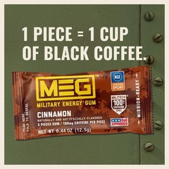 MEG – Military Energy Gum 5 Count (Pack of 3), Arctic, Cinnnamon, & Spearmint