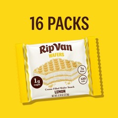 Rip Van Wafels Lemon Cookies, 16 Count, 1g 16 Count (Pack of 1), yellow
