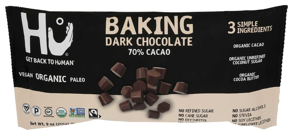 Hu Organic Dark Chocolate Baking Gems 70% Cacao With Only 3 Simple Ingredients