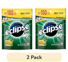 Eclipse Spearmint Sugar Free Chewing Gum, Value Pack – 180 Count Bag, (2 pack)